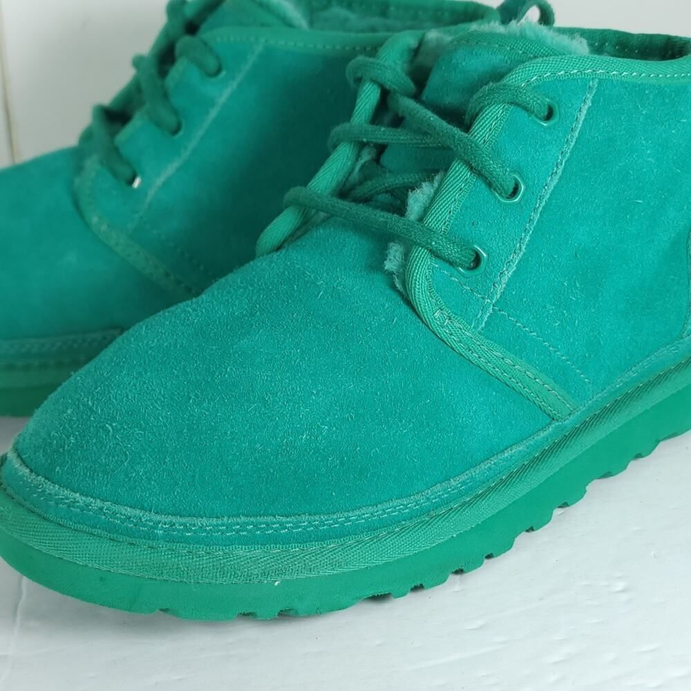 UGG Women's Neumel US 6 Green Suede Sheepskin Lined Lace Up Ankle Chukka Boots - Picture 13 of 16